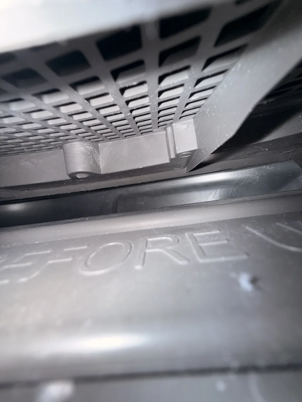 Post-service view inside an accessible dryer lint-filter cavity